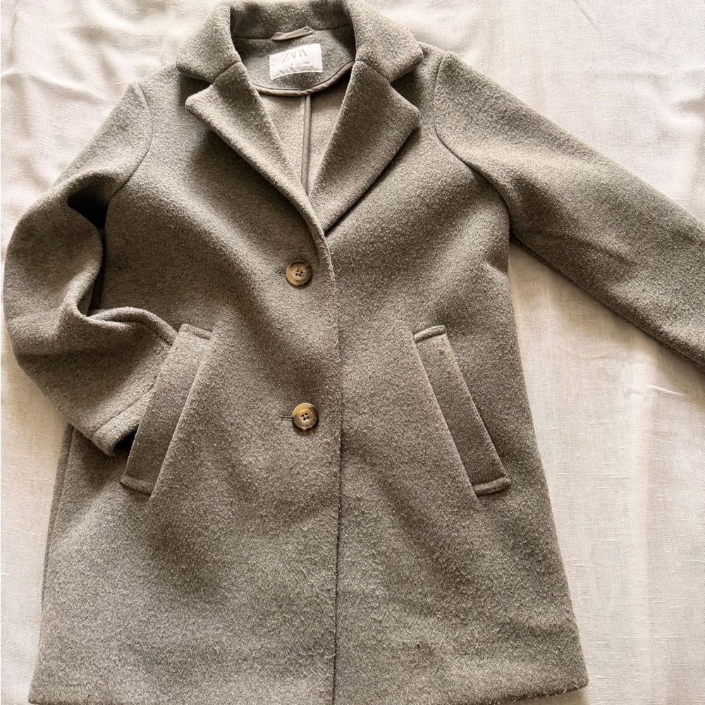 Zara girls Classic Gray Pea Coat